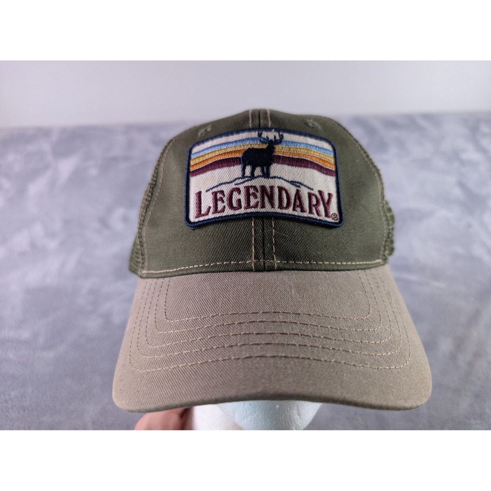 Legendary Whitetails Mens Green Mesh Snapback Trucker Hat Deer Patch OSFA